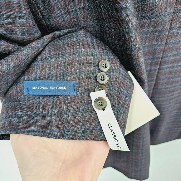 Stafford Classic Fit Blazer Coat 52R 2 Button Stretch Seasonal Texture Plaid New - Picture 6 of 13